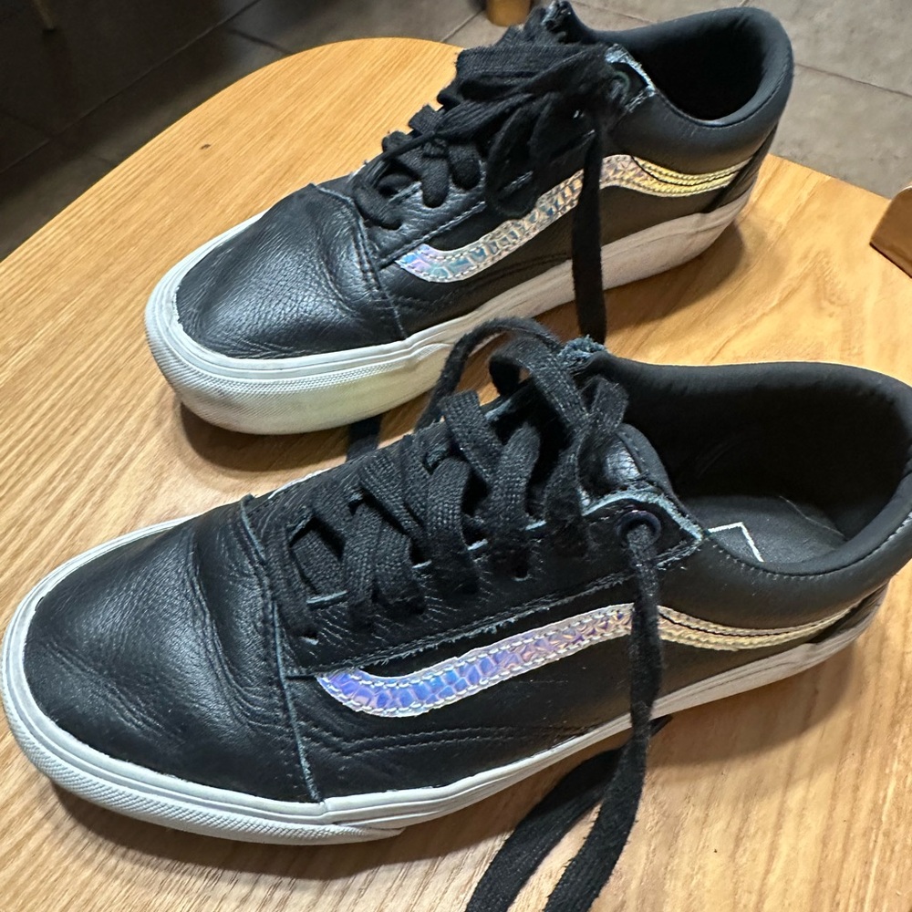 Vans Kids Black Sneakers with Iridescent Accent